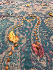 Kashmiri Wool Shawl - Embroidery Accent - Sky Blue
