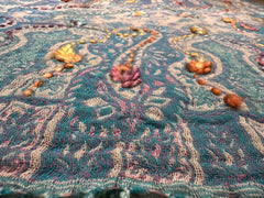 Kashmiri Wool Shawl - Embroidery Accent - Sky Blue