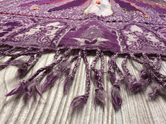 Kashmiri Wool Shawl - Embroidery Accent - Rich Purple