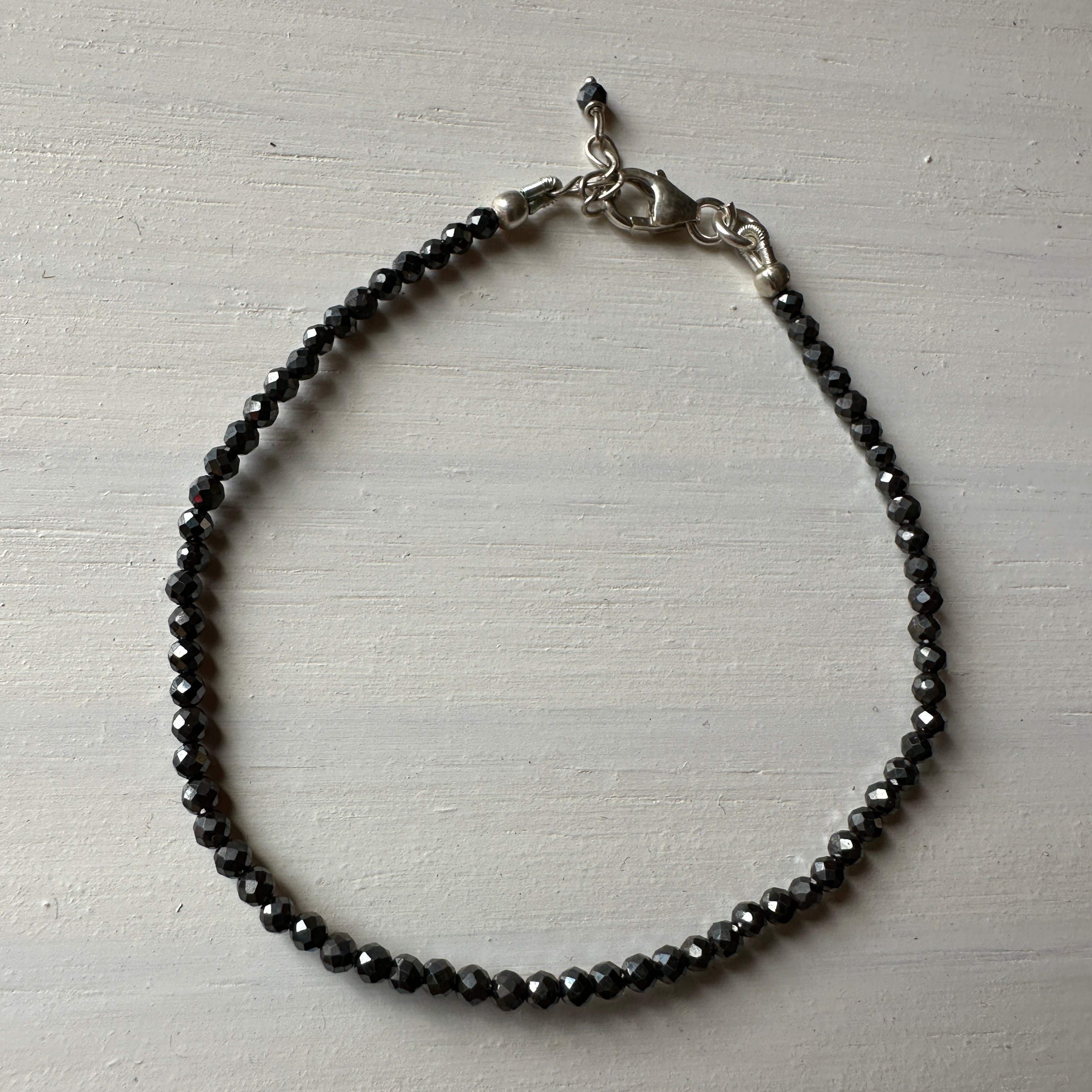 Gun Metal Sterling Silver Minimalist Bracelet - 2mm - Size Small Adult