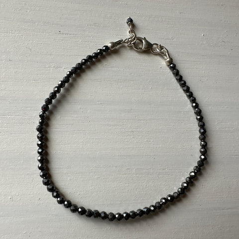 Gun Metal Sterling Silver Minimalist Bracelet - 2mm - Size Small Adult