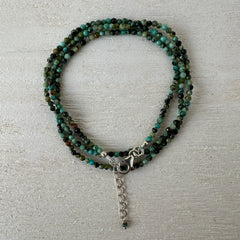 African Turquoise Gemstone Crystal Sterling Silver Necklace / Bracelet - 18"