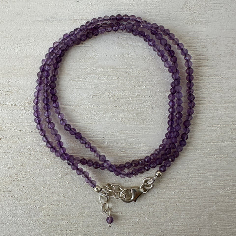 Amethyst Gemstone Crystal Sterling Silver Necklace / Bracelet - 18"