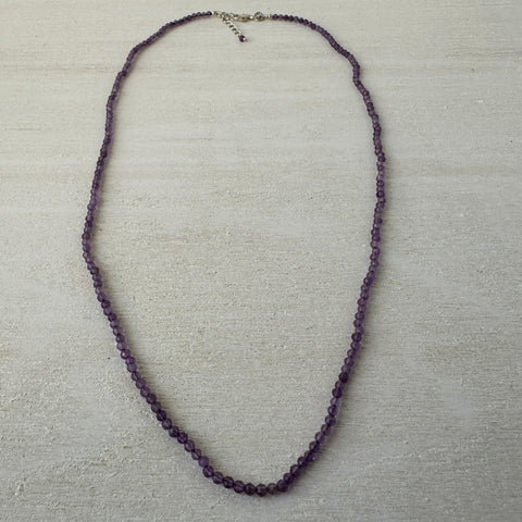 Amethyst Gemstone Crystal Sterling Silver Necklace / Bracelet - 18"