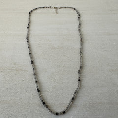 Black Rutilated Quartz Gemstone Crystal Sterling Silver Necklace / Bracelet - 18"