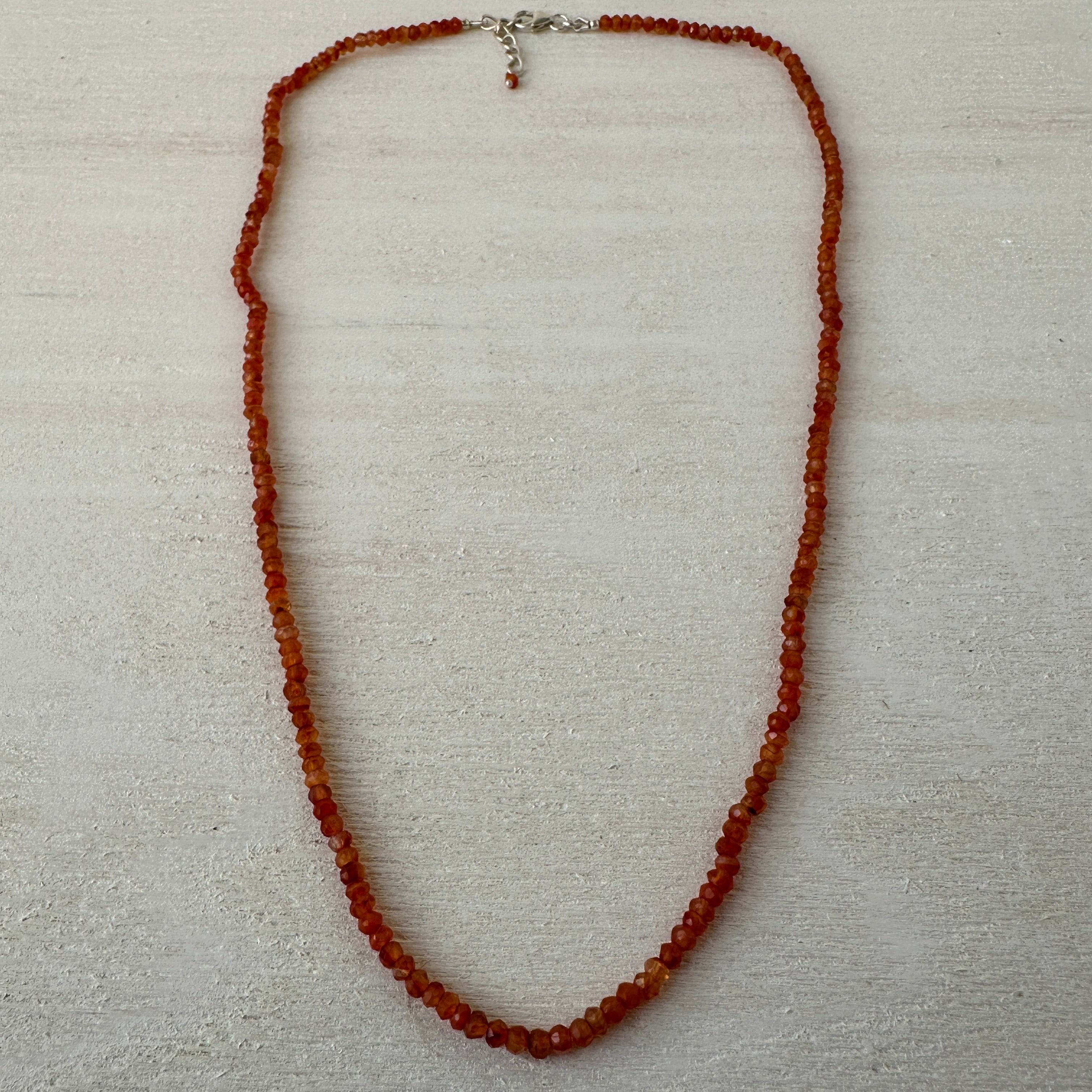 Carnelian Gemstone Crystal Sterling Silver Necklace / Bracelet - 18"
