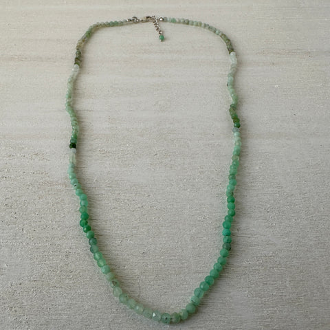 Chrysoprase Gemstone Crystal Sterling Silver Necklace / Bracelet - 18"