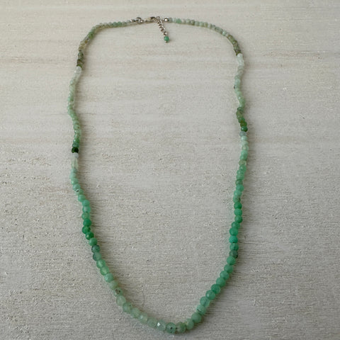 Chrysoprase Gemstone Crystal Sterling Silver Necklace / Bracelet - 18"