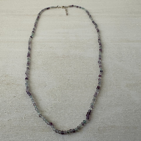 Fluorite Gemstone Crystal Sterling Silver Necklace / Bracelet - 18"