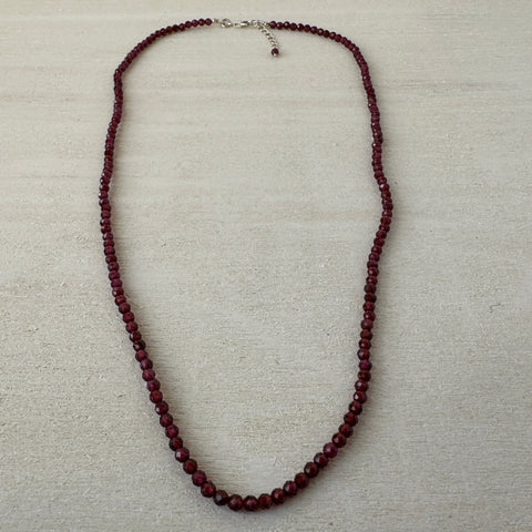 Garnet Gemstone Crystal Sterling Silver Necklace / Bracelet - 18"