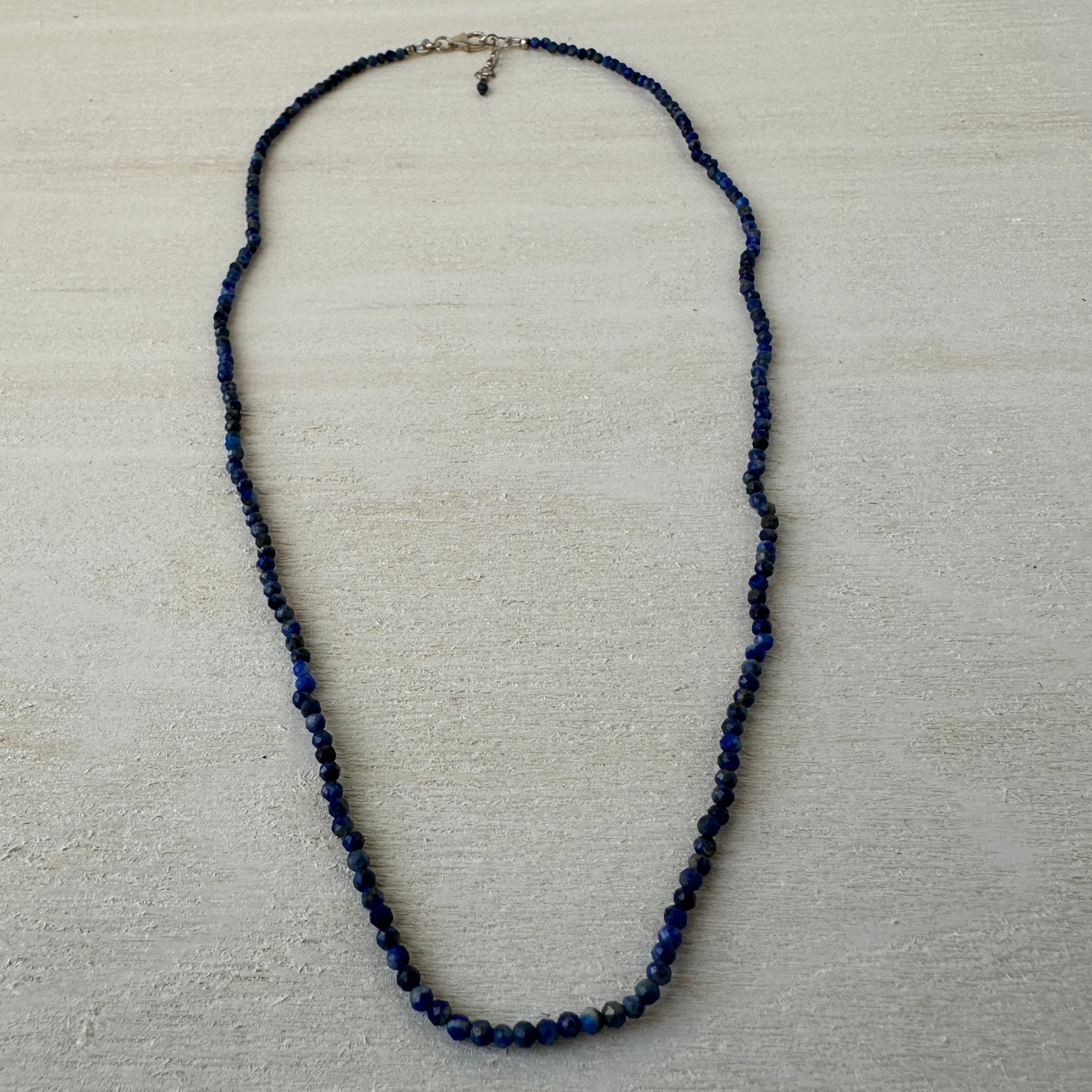 Lapis Lazuli Gemstone Crystal Sterling Silver Necklace / Bracelet - 18"