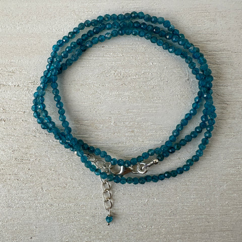 Neon Apatite Gemstone Crystal Sterling Silver Necklace / Bracelet - 18"