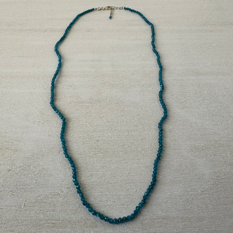 Neon Apatite Gemstone Crystal Sterling Silver Necklace / Bracelet - 18"