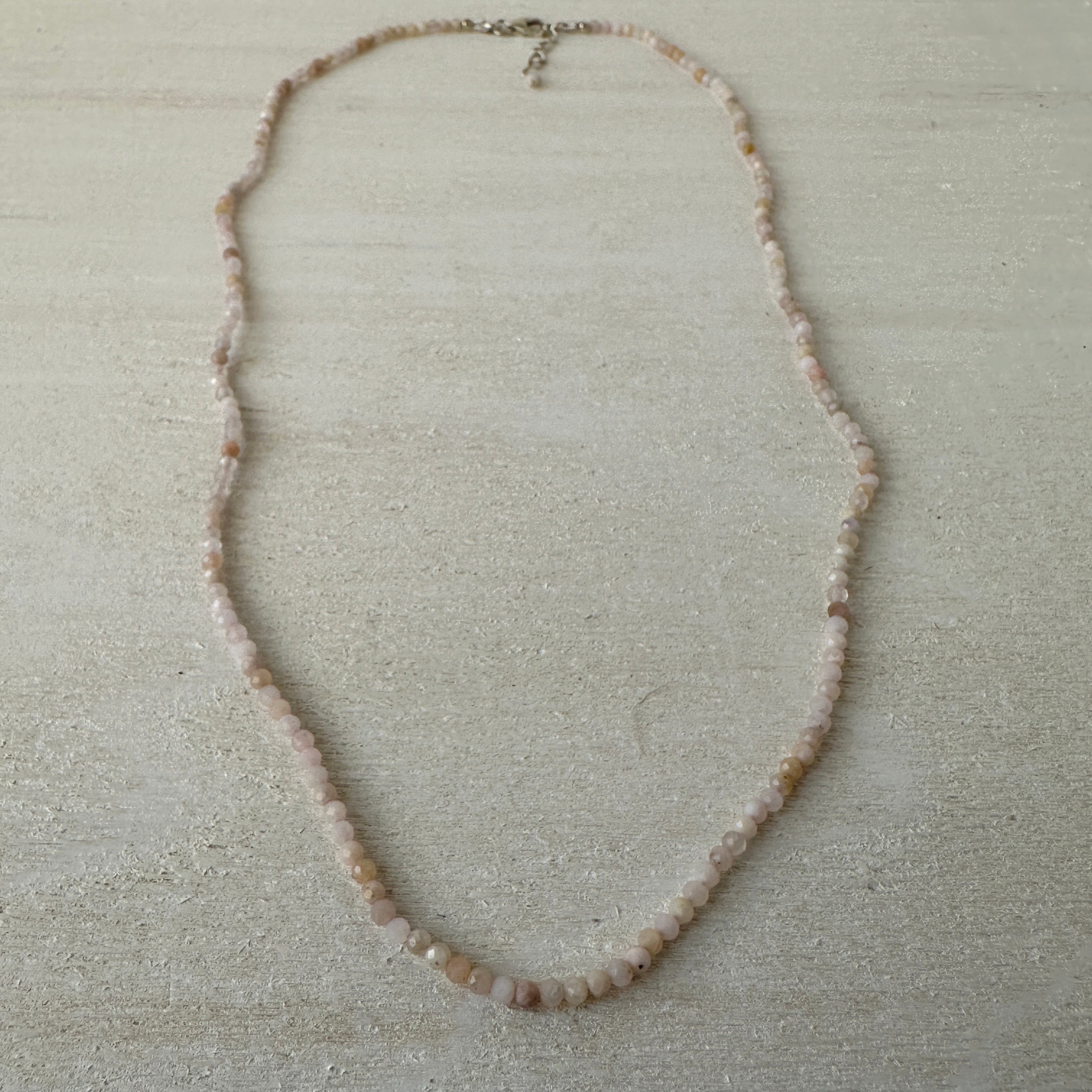 Pink Opal Gemstone Crystal Sterling Silver Necklace / Bracelet - 18"