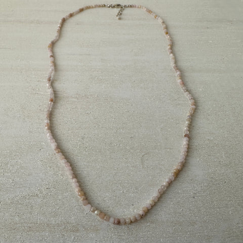 Pink Opal Gemstone Crystal Sterling Silver Necklace / Bracelet - 18"