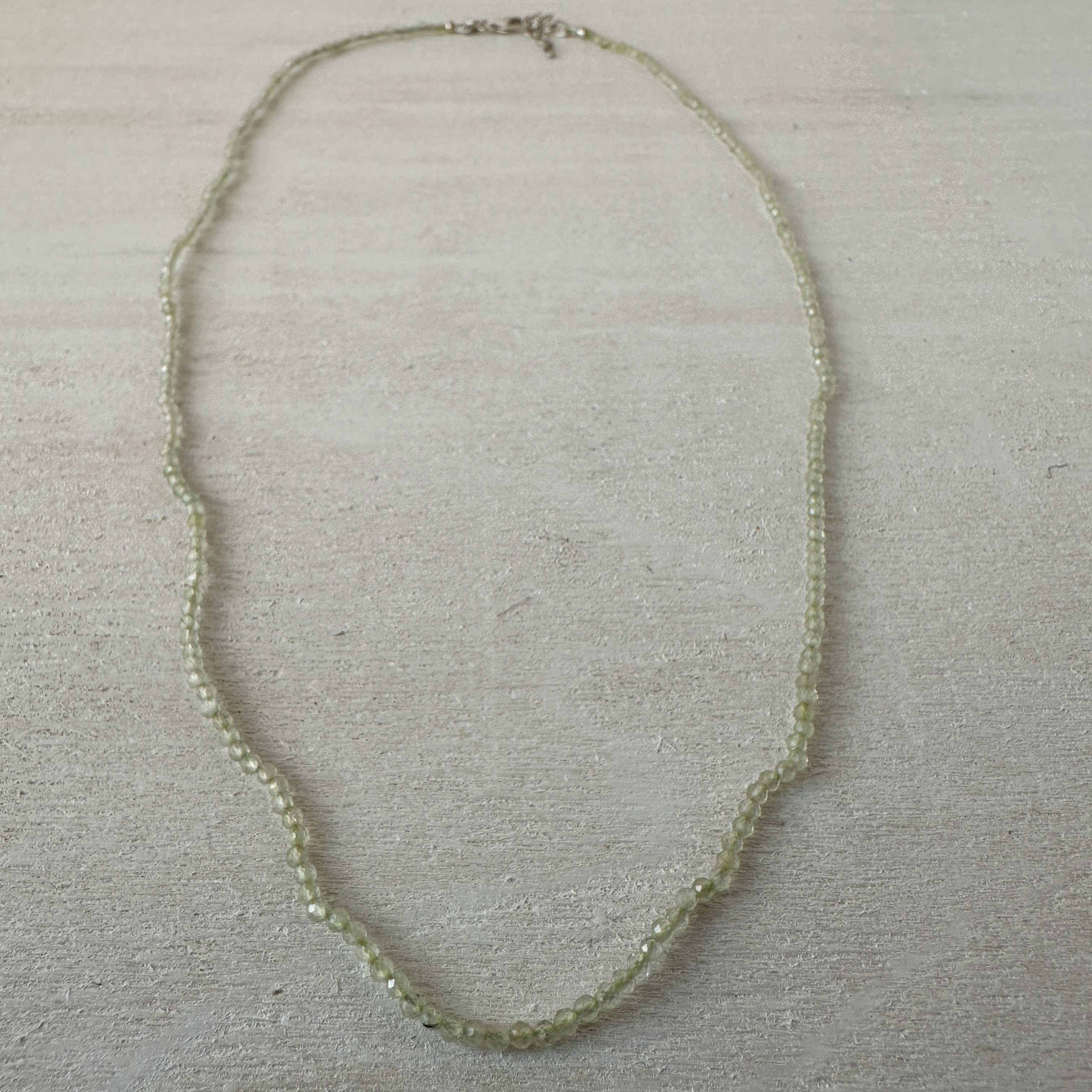 Prehnite Gemstone Crystal Sterling Silver Necklace / Bracelet - 18"