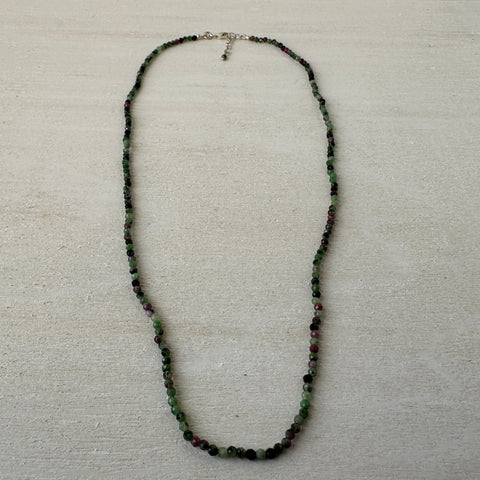 Ruby Zoisite Gemstone Crystal Sterling Silver Necklace / Bracelet - 18"