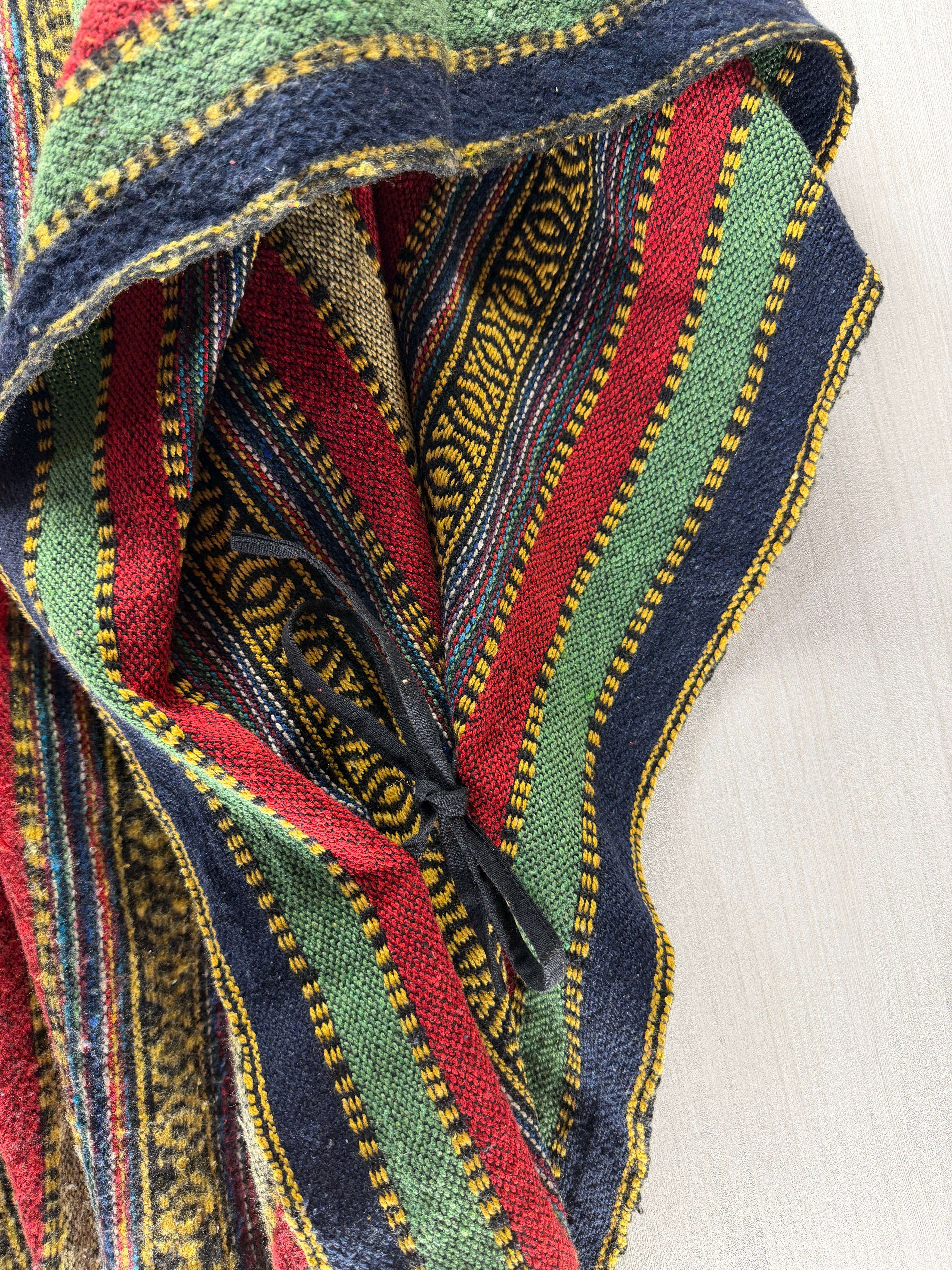 Unisex Knitted Cotton Ethnic Poncho with Fringes - Adult Oversized