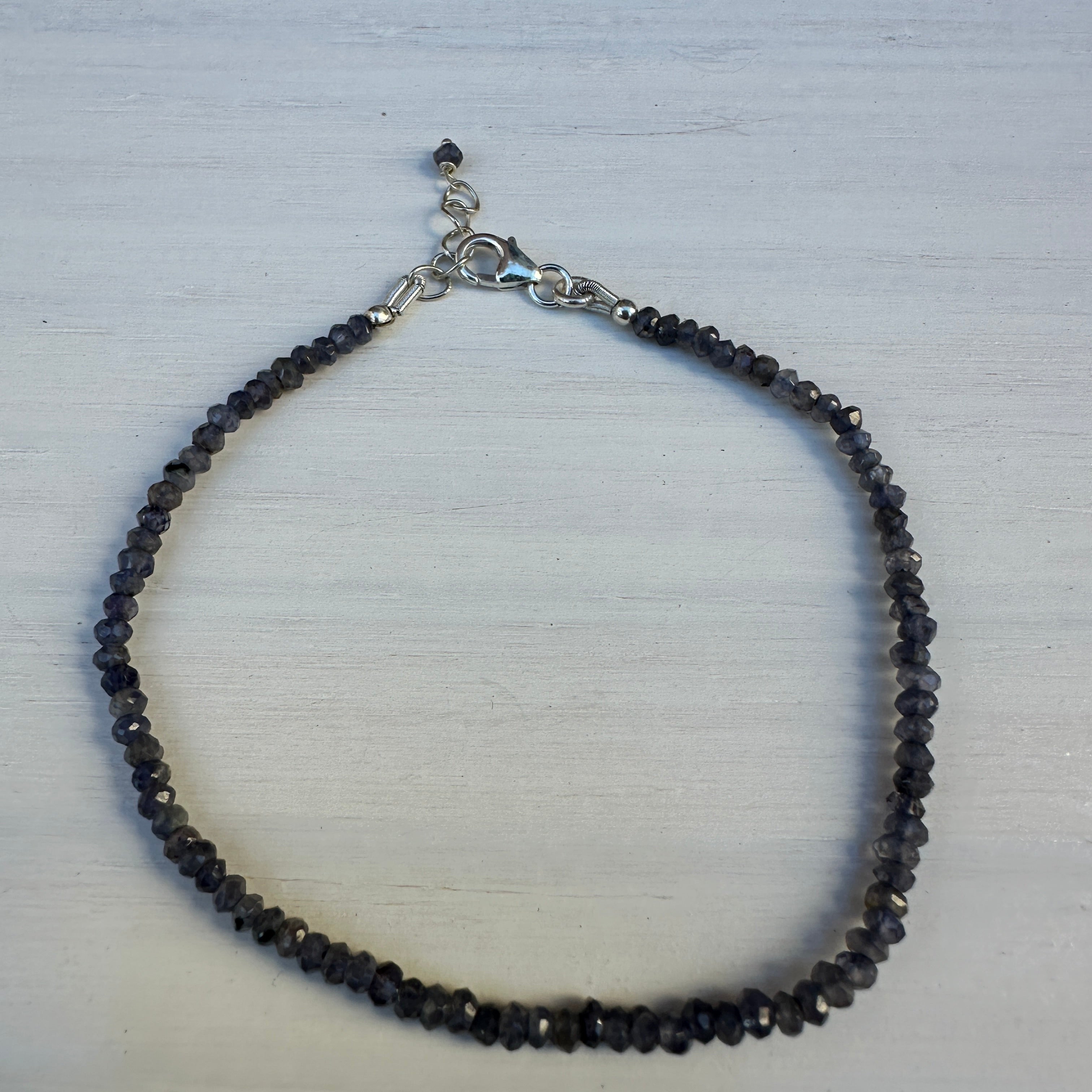 Lolite Silver Minimalist Bracelet - 2mm - Size Small Adult