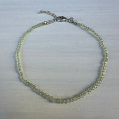 Prehnite Sterling Silver Minimalist Bracelet - 2mm - Size Small Adult