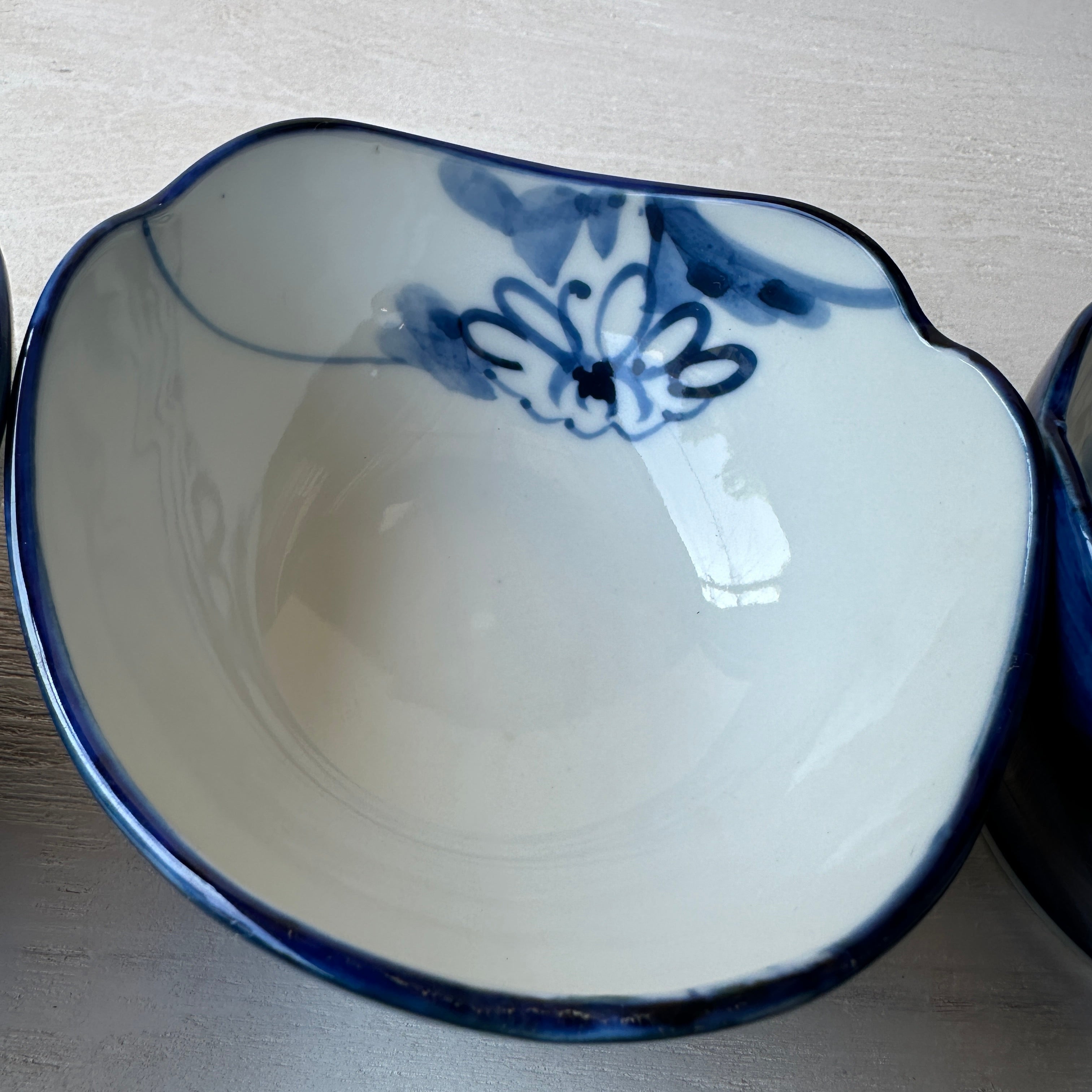 Vintage Yet New Japanese Porcelain Soup Bowl - Flower Motif - Set of 4