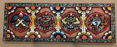 Carved Wood Wall Panel Auspicious Symbols - 101
