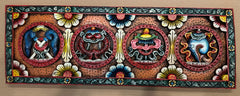 Carved Wood Wall Panel Auspicious Symbols - 102