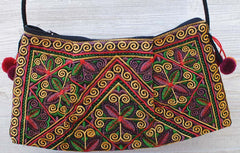 Boho Ethnic Embroidery Bag - Floral Yellow Green Red