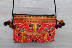 Boho Ethnic Embroidery Bag - Floral Orange Green Yellow