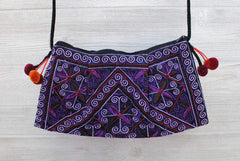 Boho Ethnic Embroidery Bag - Floral Purple