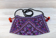 Boho Ethnic Embroidery Bag - Floral Purple