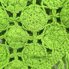 Women's Crochet Granny Square Boho Wool Poncho with Fringes - One Size Fits Small to Medium - Green