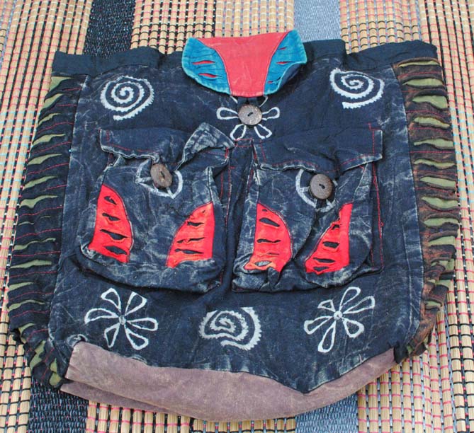 Handmade Hobo Boho Cotton Ripped Razor Cut Backback - 100