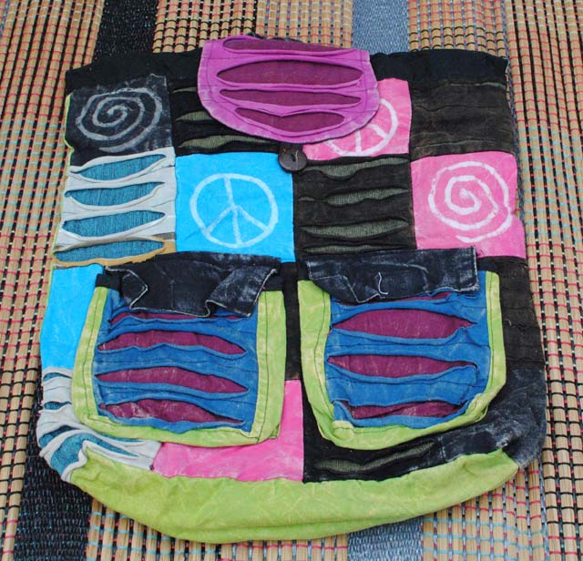 Handmade Hobo Boho Cotton Ripped Razor Cut Backback - 104