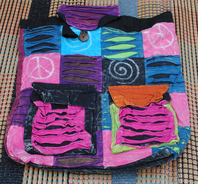 Handmade Hobo Boho Cotton Ripped Razor Cut Backback - 103