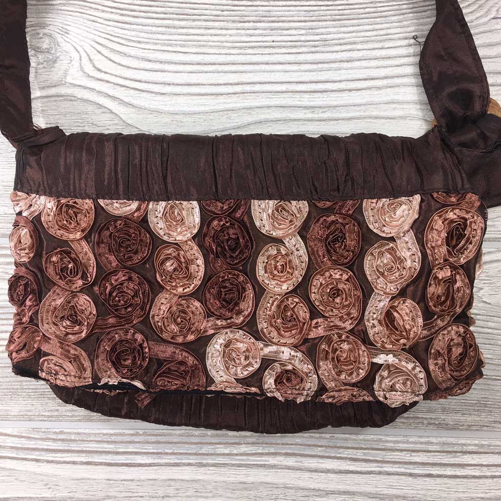 Satin Silk Crinkle Bag Swirl Design - Brown