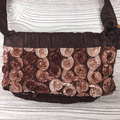 Satin Silk Crinkle Bag Swirl Design - Brown