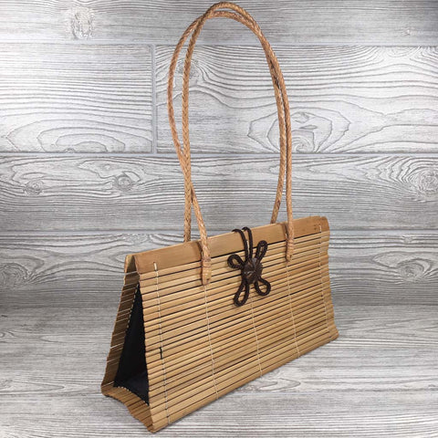 Natural Eco-Friendly Bamboo Handbag with Strap - Large - Natural