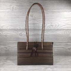 Natural Eco-Friendly Bamboo Handbag with Strap - Medium - Brown
