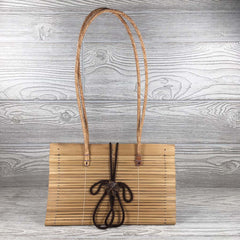 Natural Eco-Friendly Bamboo Handbag with Strap - Medium - Natural