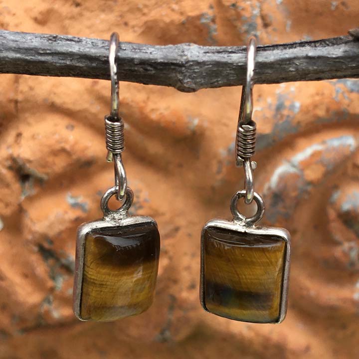 Tiger Eye Sterling Silver Earrings
