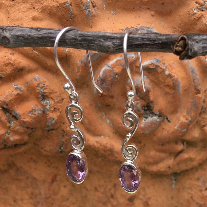 Amethyst Sterling Silver Earrings - S