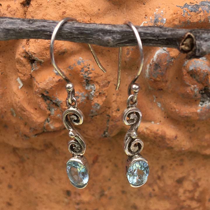 Blue Topaz Sterling Silver Earrings - S