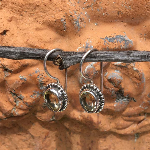 Citrine Sterling Silver Earrings - Locking Hook