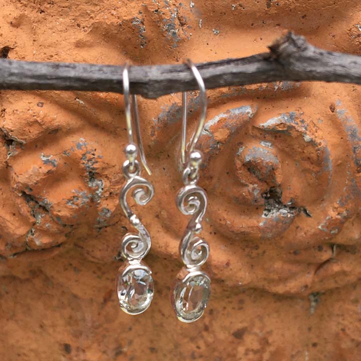 Green Amethyst Sterling Silver Earrings - S