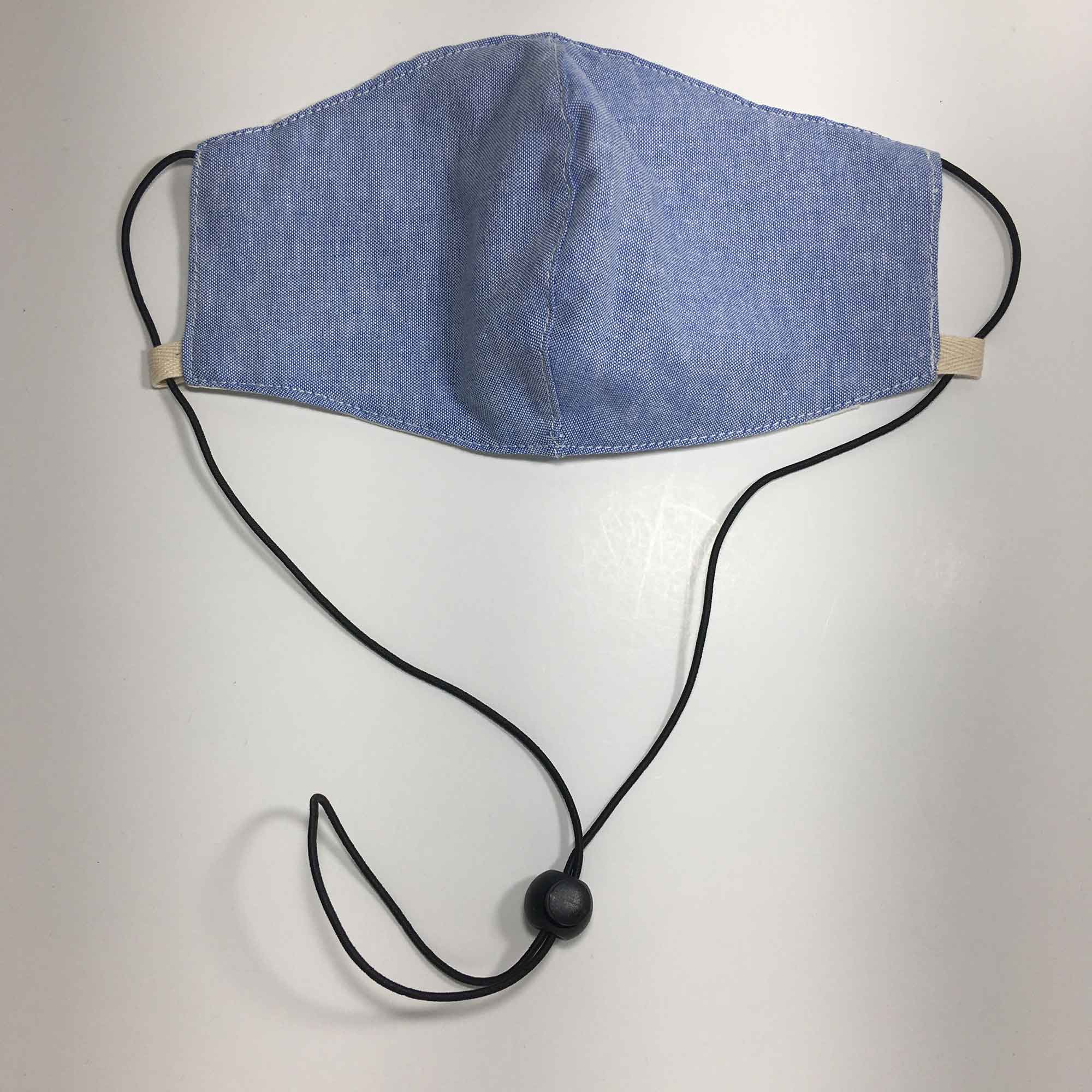 $1 Daily special MEDIUM Oxford Cotton Adjus Face Masks Filter Pocket - Denim Blue