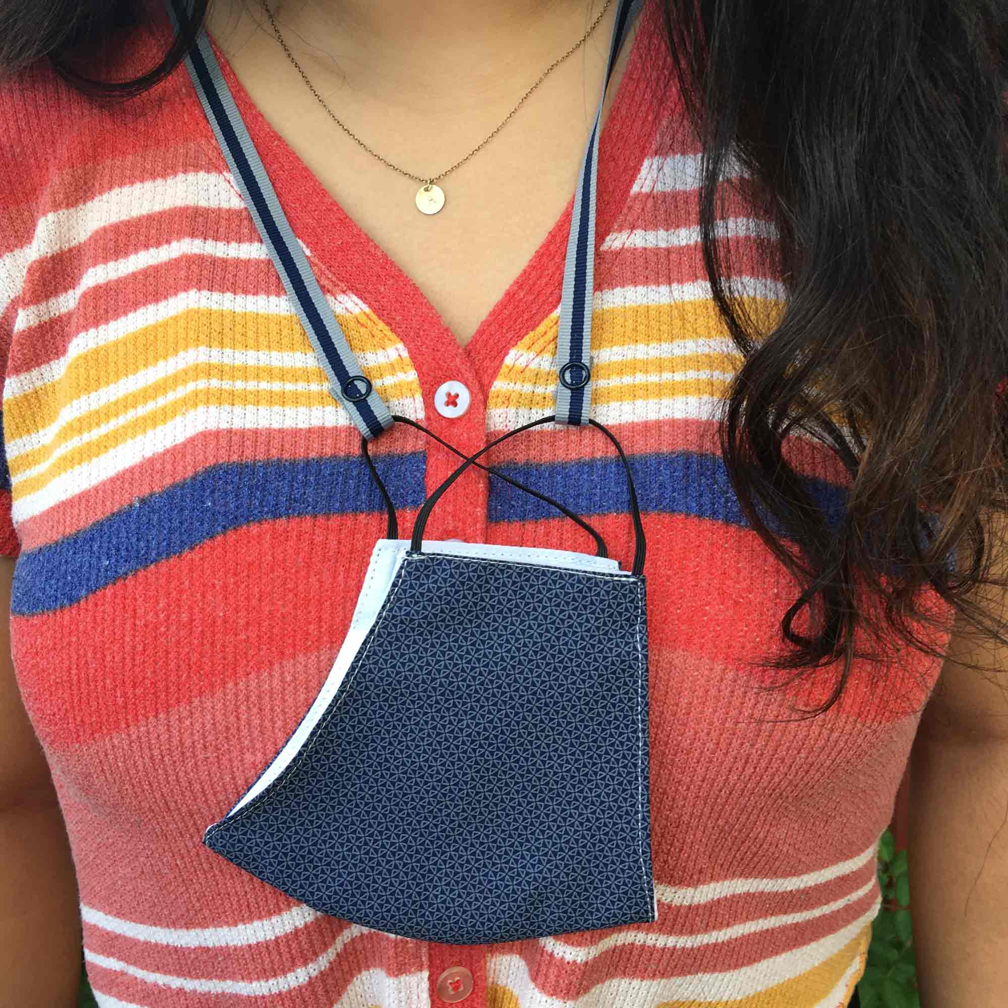 Chic Face Mask Lanyard Holder Strap with Stopper 24” - Checkered