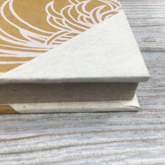 Handmade Lokta Paper Journal Floral Asian Inspired Cover - Gold / White