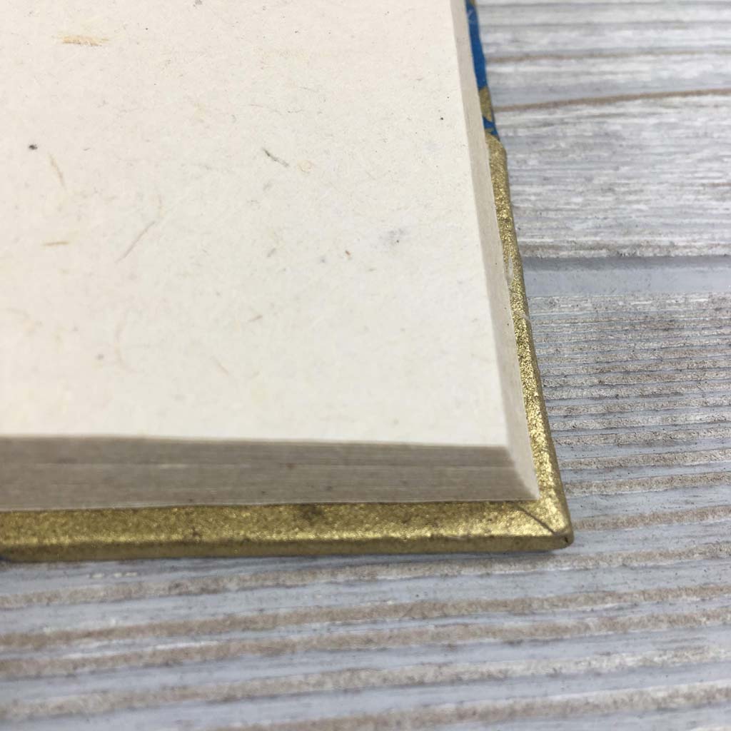 Handmade Lokta Paper Journal Floral Asian Inspired Cover - Gold / White