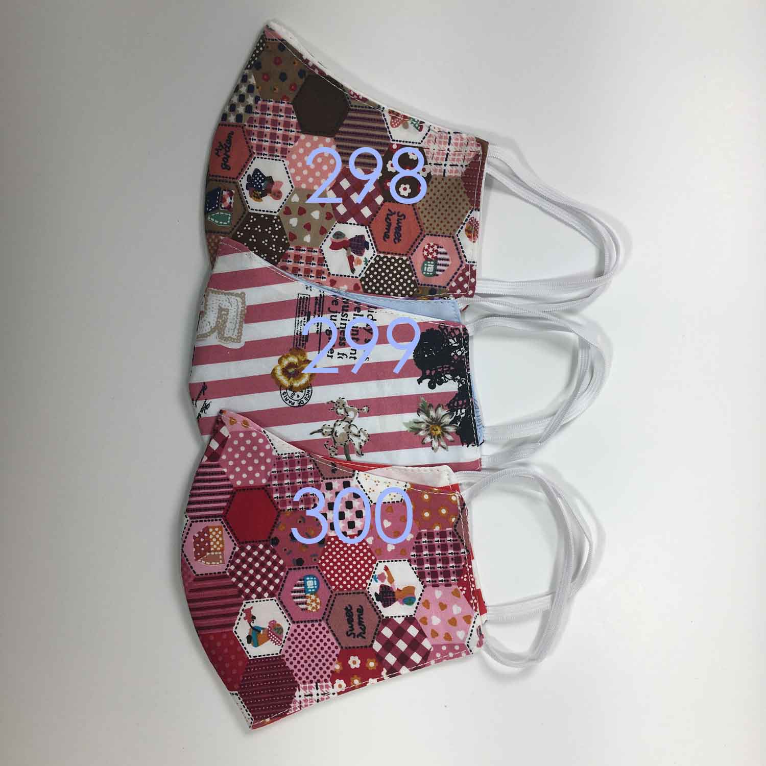 Handmade Cloth / Cotton Face Masks - Reversible 3D Medium - 298-300